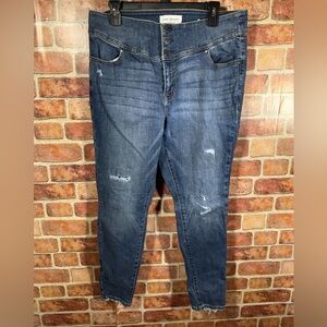 Lane Bryant Flex Magic Waistband distressed jegging in midwash Blue sz 16